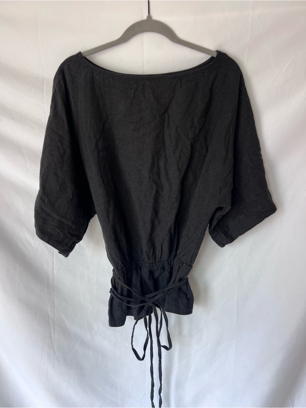 Women’s FREE PEOPLE Black Tie Linen Blend Top